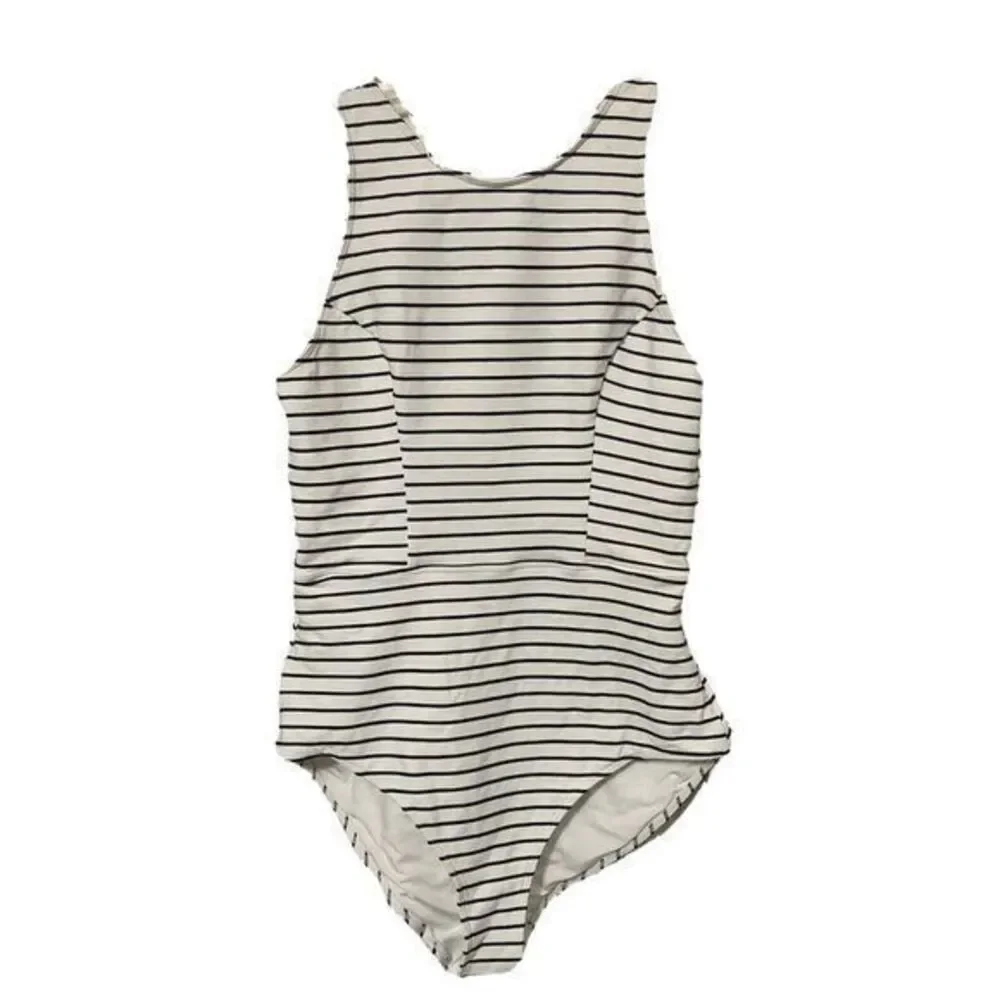 Jack Wills Swimsuit Womens NWT Fabulously British Navy Blue Stripe Sz 6 US 10 UK